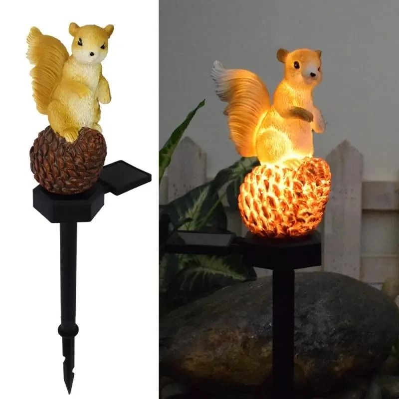 Solar Powered Squirrel Garden Stake | Waterproof LED Outdoor Animal Decor & Landscape Light