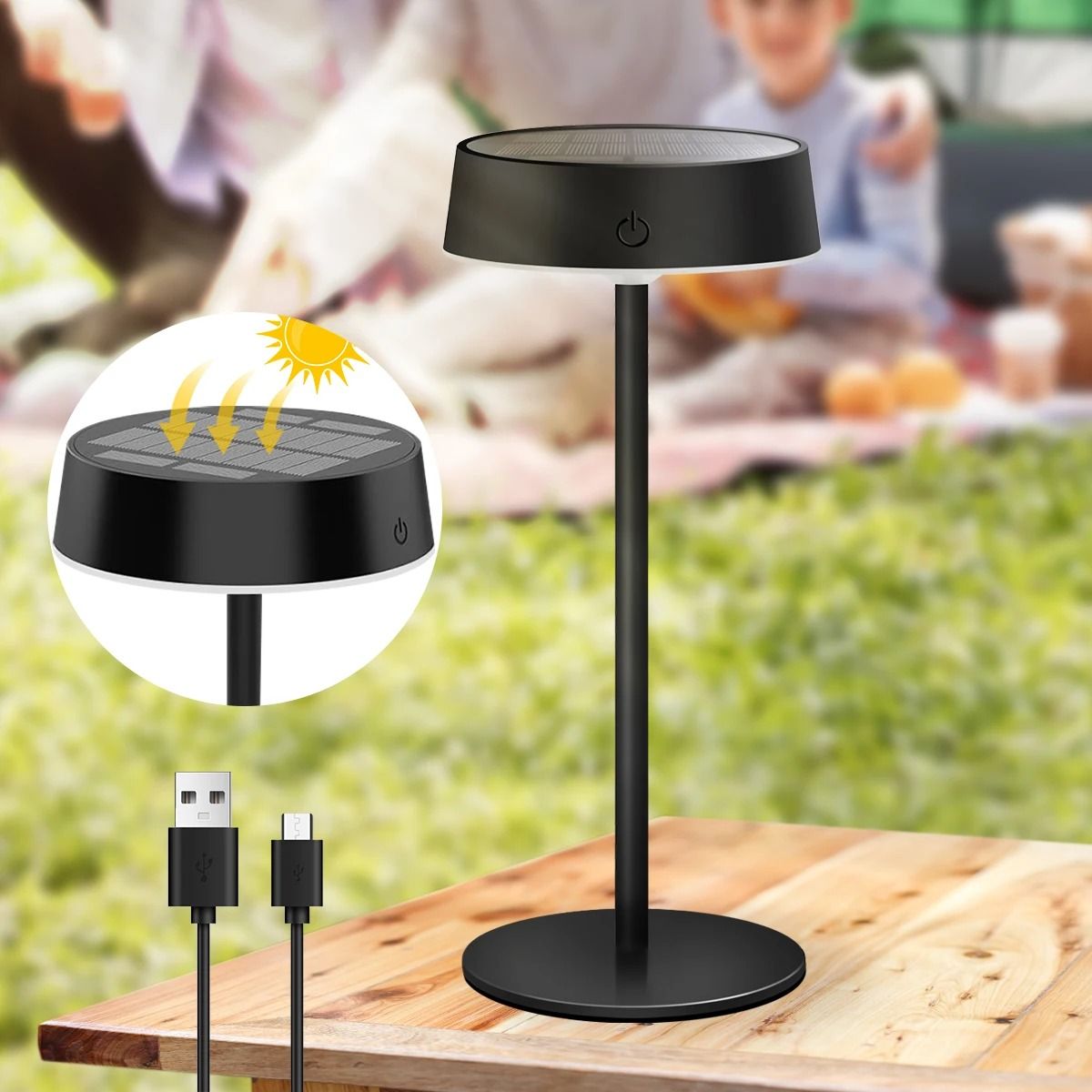Solar Desk Lamp & Portable Night Light | Dual-Charging Table Lamp with 3 Color Temperatures for Bedroom & Camping
