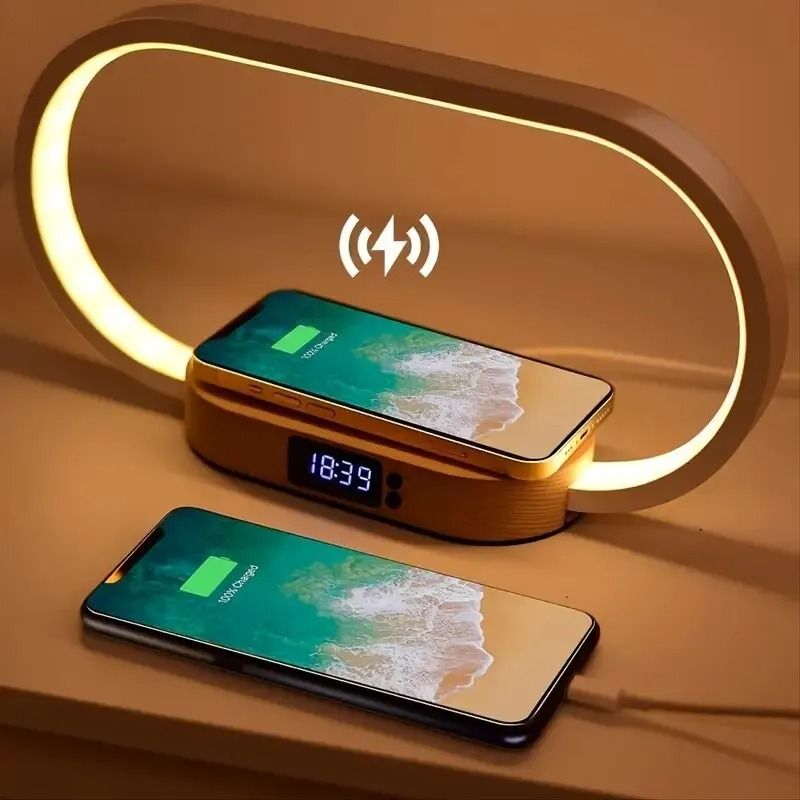 10W Multifunction Wireless Charger Dock | LED Night Light & Digital Clock Station for iPhone & Samsung