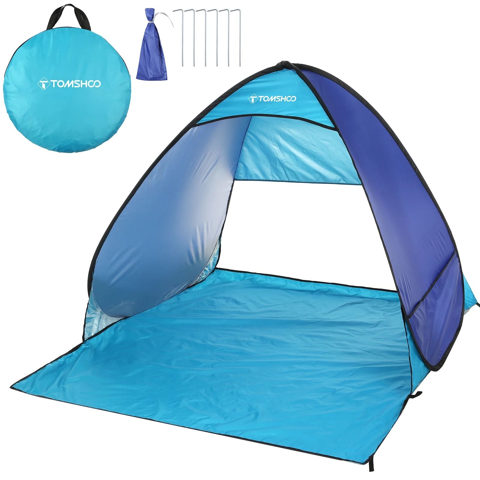 TOMSHOO Pop-Up Beach Tent | 3-4 Person Outdoor Sun Shelter | Lightweight Portable Camping Canopy