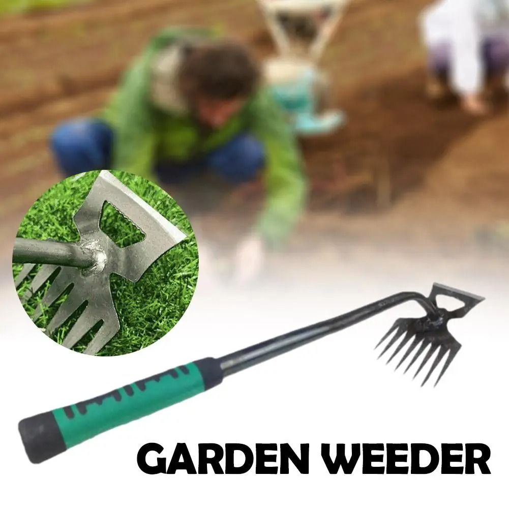2 In 1 Garden Rake Weed Puller Manganese Steel Soil Digging Agricultural Tool for Garden and Farm