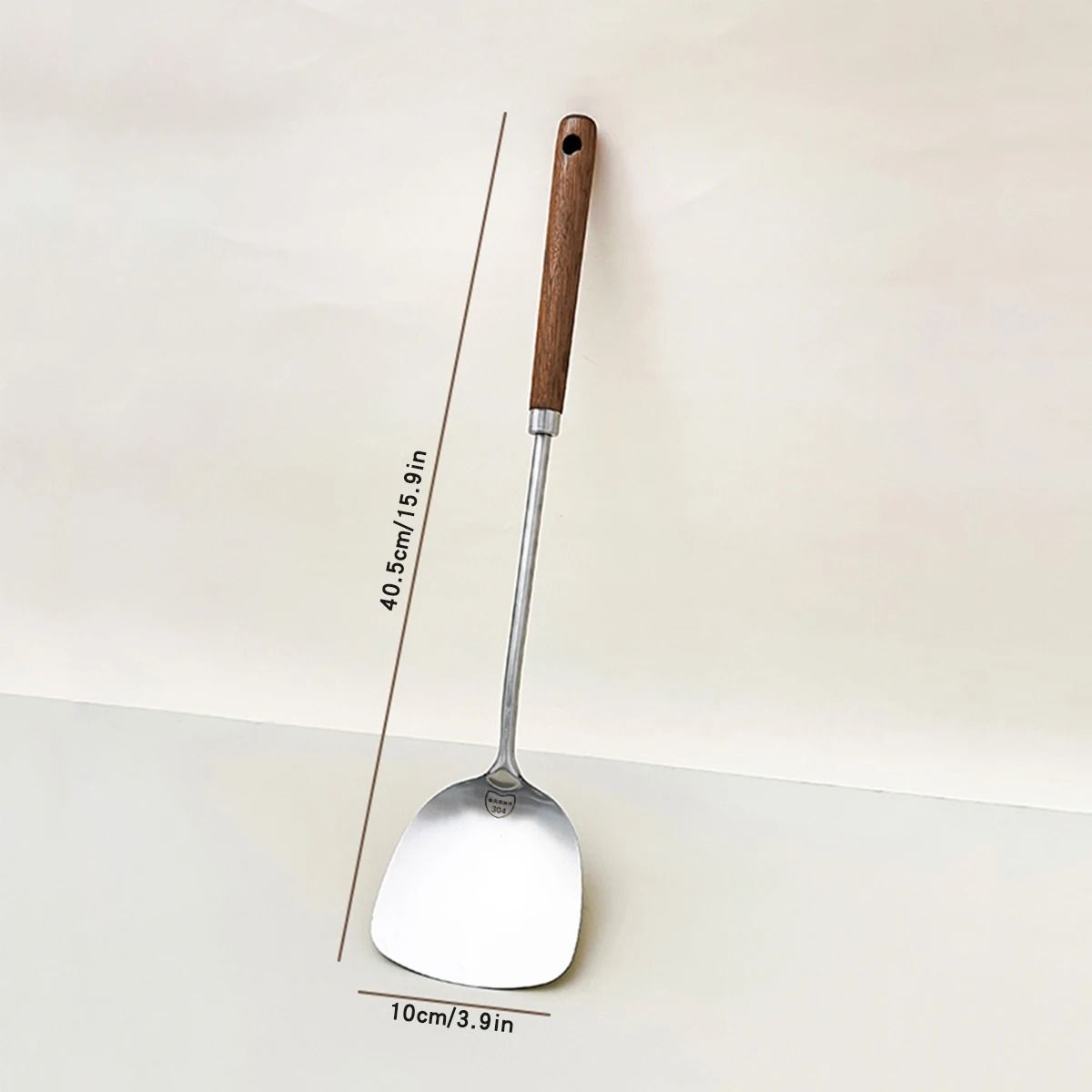 WORTHBUY 304 Stainless Steel Kitchen Turner and Soup Ladle Set with Heat-Resistant Wooden Handles