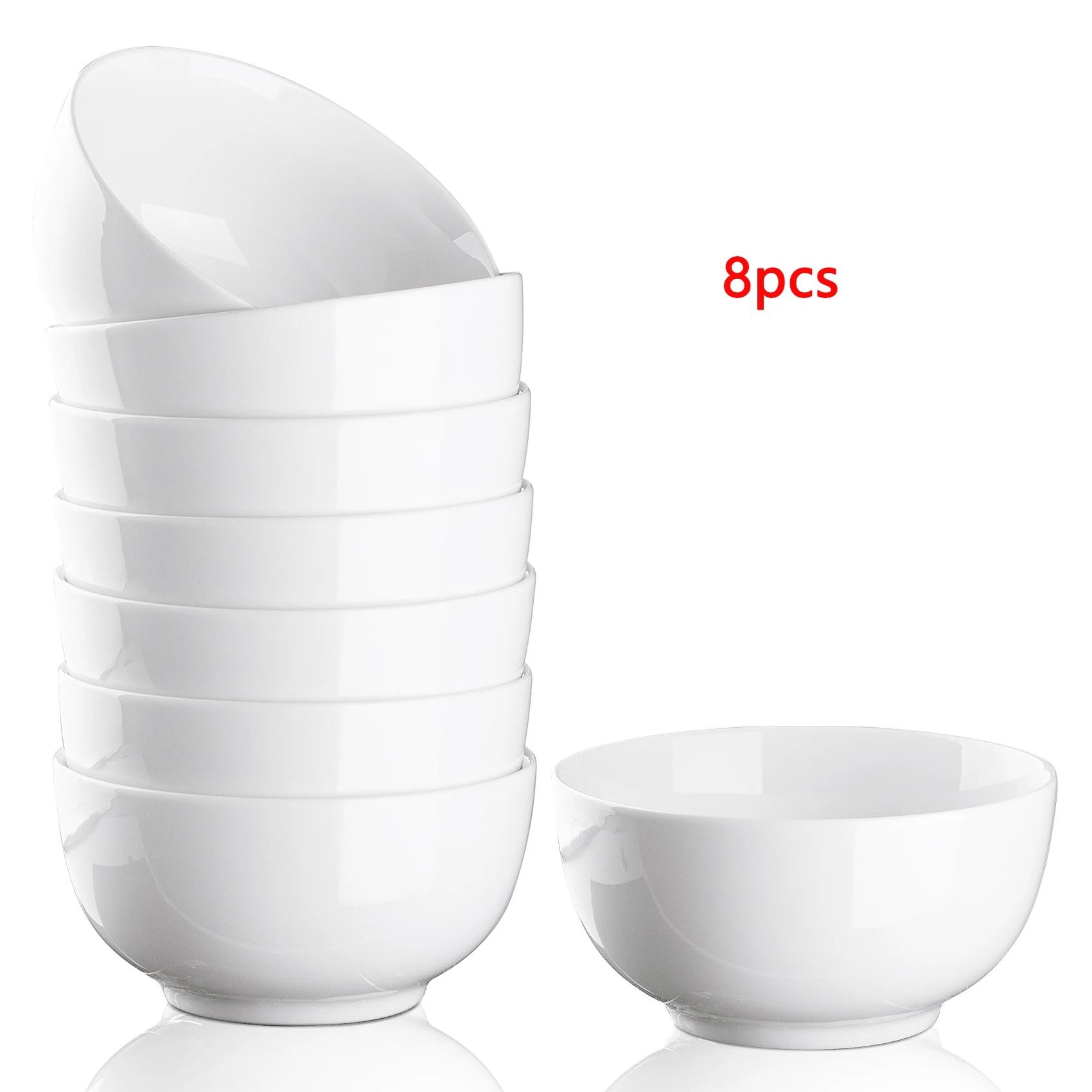 10 Ounce Porcelain Bowls – Premium 8-Pack Ceramic Set