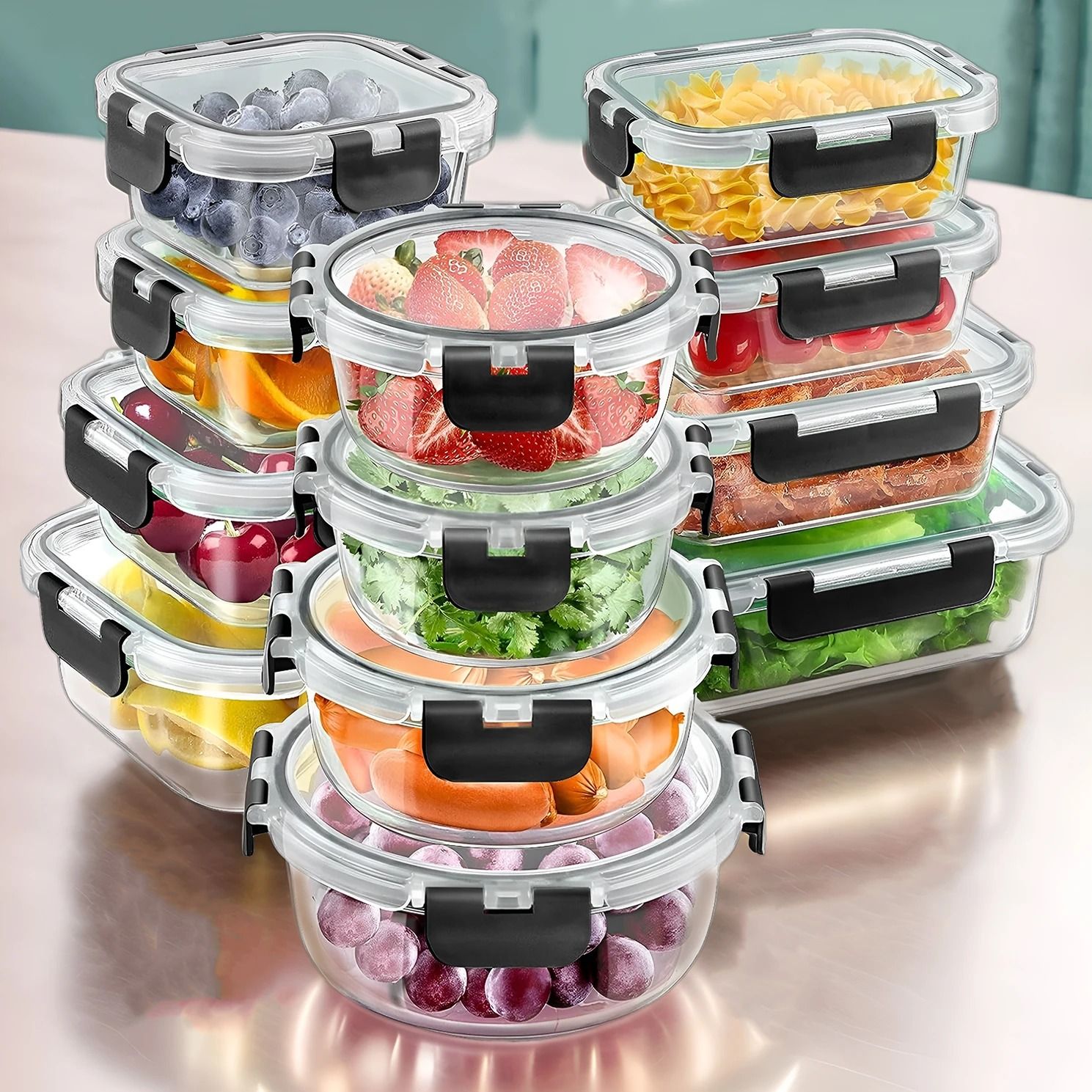 12-Piece Glass Lunch Box Set and Airtight Meal Prep Containers