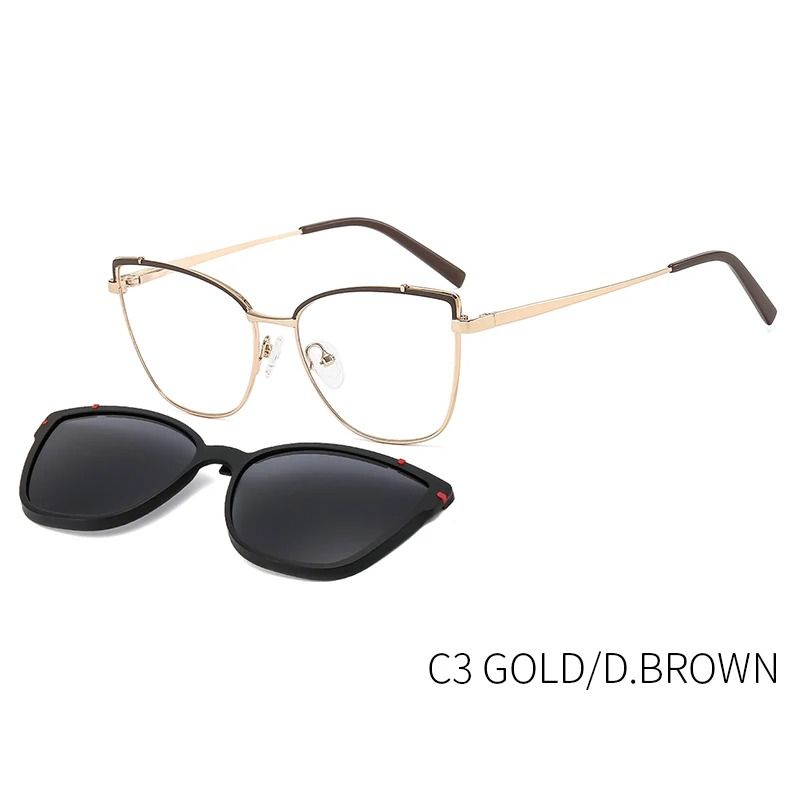 KANSEPT Womens 2-In-1 Magnetic Polarized Sunglasses and Cat Eye Optical Frame Set