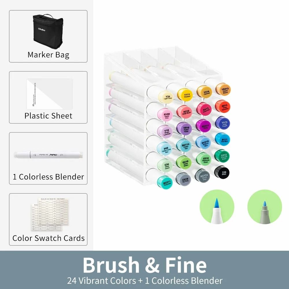 Ohuhu Honolulu B Series Master Marker Set - Refillable Alcohol Art Markers