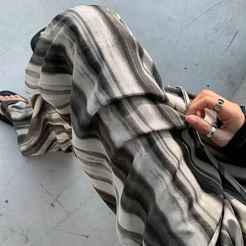 Womens Floral Viscose Wide-Leg Pants | Anti-Mosquito Drape & Loose Straight Pajama System