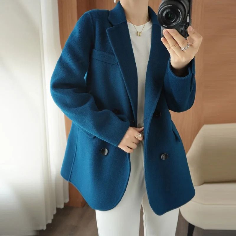 Womens 100% Pure Cashmere System | Premium Double-Sided Thick Jacket & Classic Business Outerwear Infrastructure