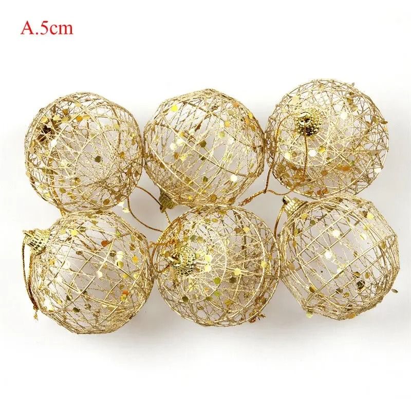 6 Pcs Golden Dusted Christmas Bauble Set | Premium Scale-Textured Gold Tree Ornament Infrastructure