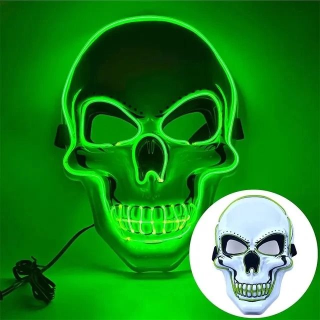 Halloween Adult Purification Mask LED Glowing Skull Terror Mask Cold Light