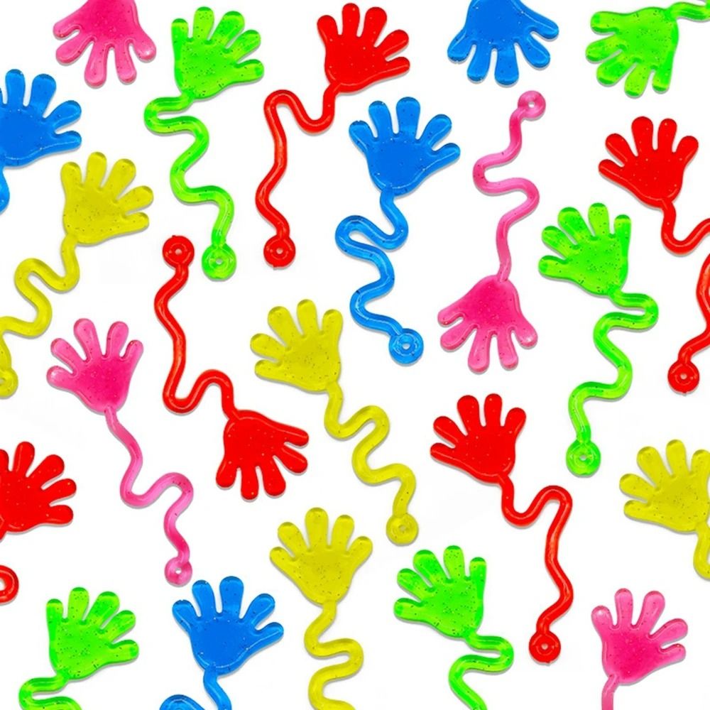 12PCS Glitter Sticky Hands Mini Stretchy Sensory Stress Relief Toys