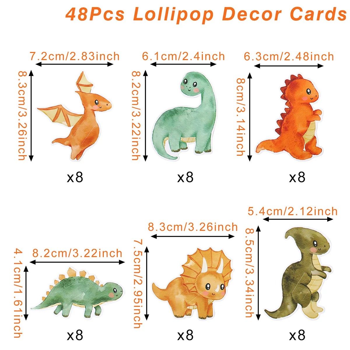 Dinosaur Lollipop Holder Decoration Cards – 1st Birthday & Baby Shower Favors