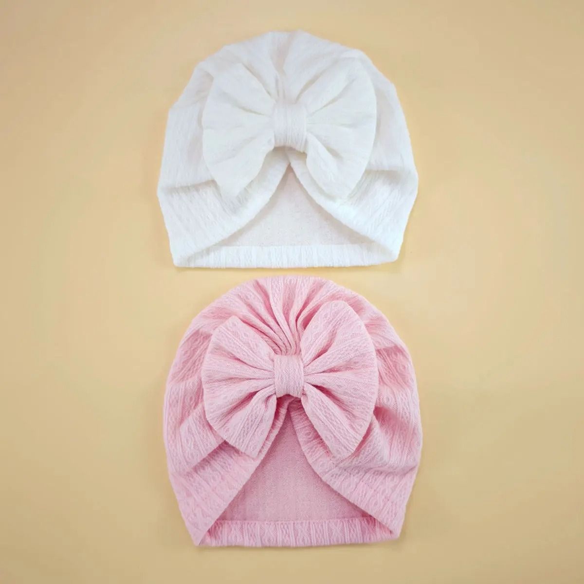 Elite Big-Bow Newborn Turban – High-Stretch Solid Color Beanie for Infants