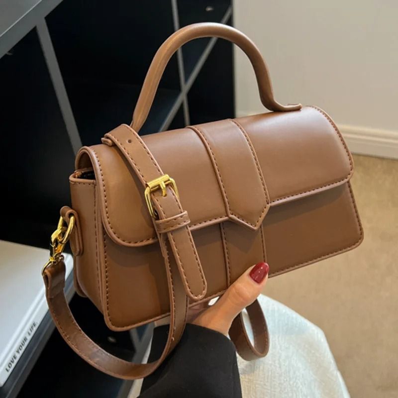 Vintage PU Leather Square Satchel and High-Performance Underarm Shoulder Architecture