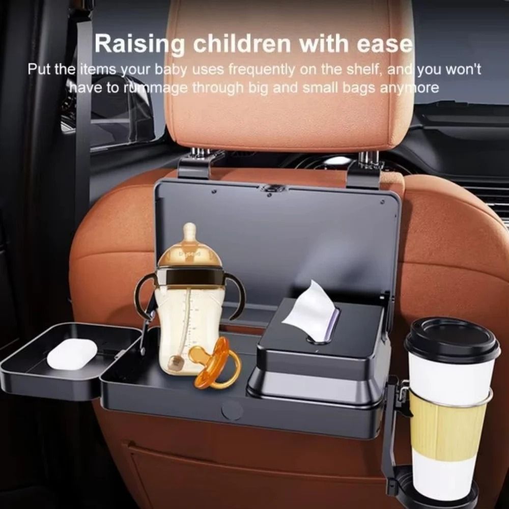 Multi-Function Foldable Car Back Seat Tray and Integrated Dining Infrastructure
