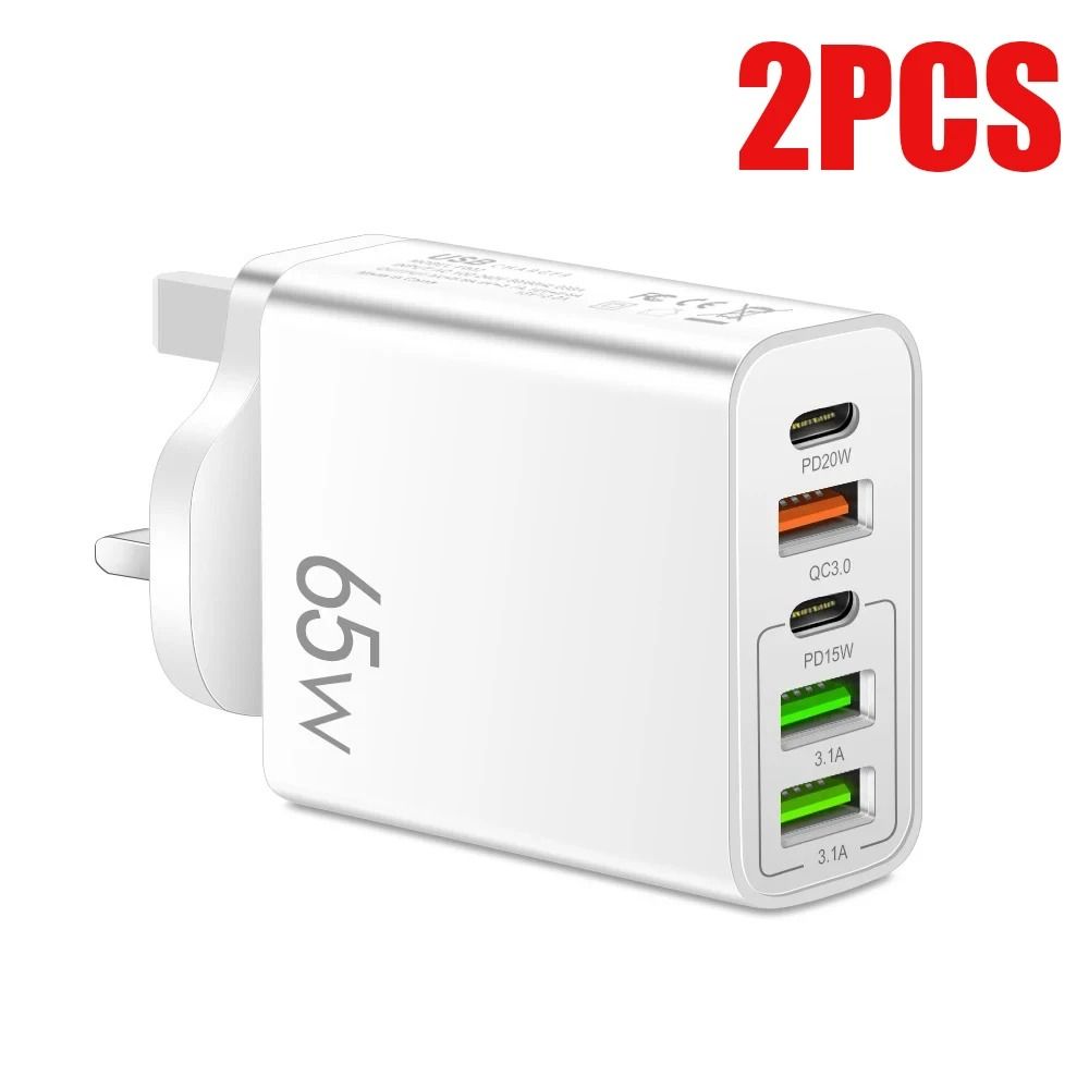 Dual-Pack 65W 5-Port High-Fidelity USB-C Fast Charging Power Hub