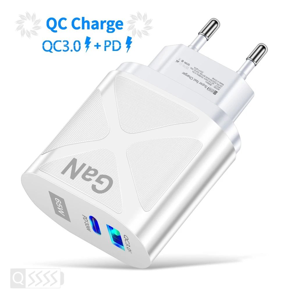 65W GaN High-Fidelity USB-C and Quick Charge 3.0 Fast Charging Power Hub