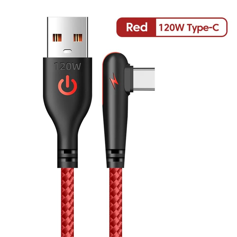 90-Degree High-Fidelity 120W Super Fast Charging Elbow USB-C Data Cord