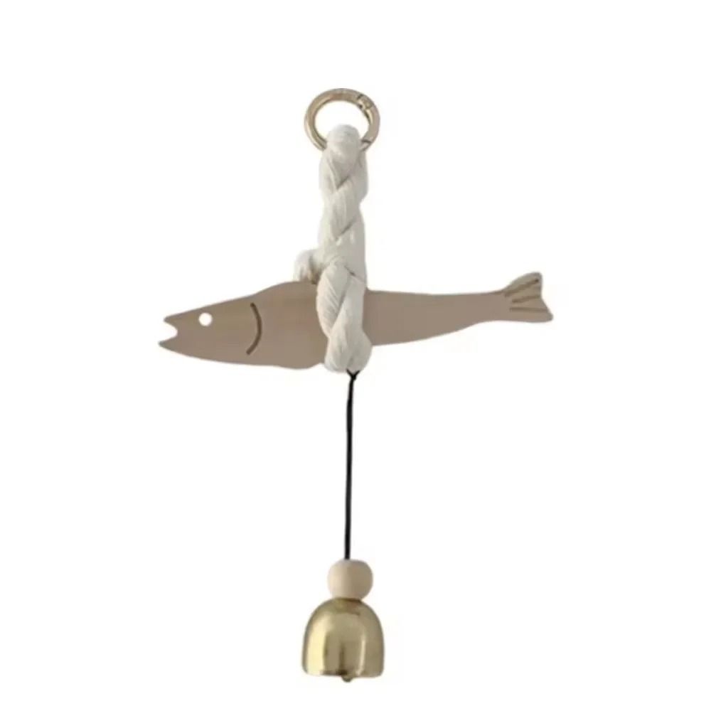 Modern Wooden Fish Pendant with Brass Bell | Nordic Style Car & Wall Art