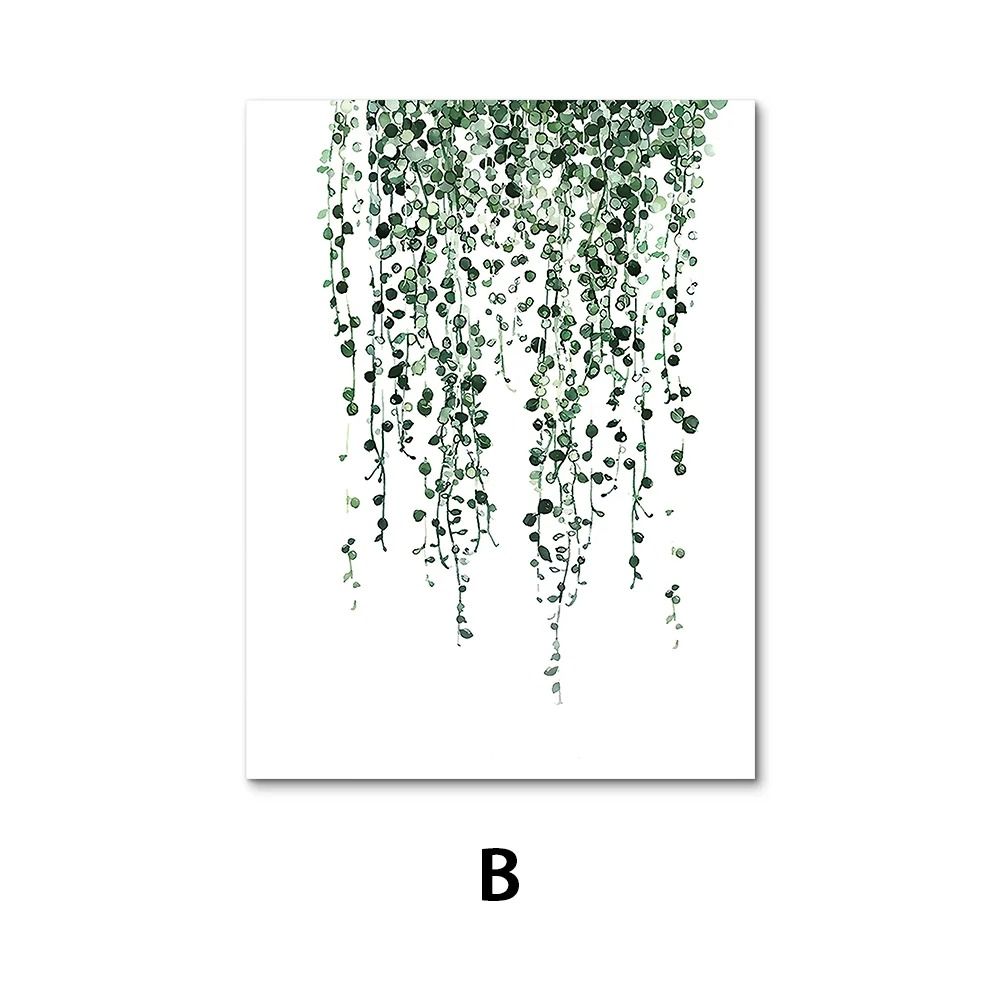 Nordic Green Plants Canvas Wall Art | Monstera & Banana Leaf Botanical Prints