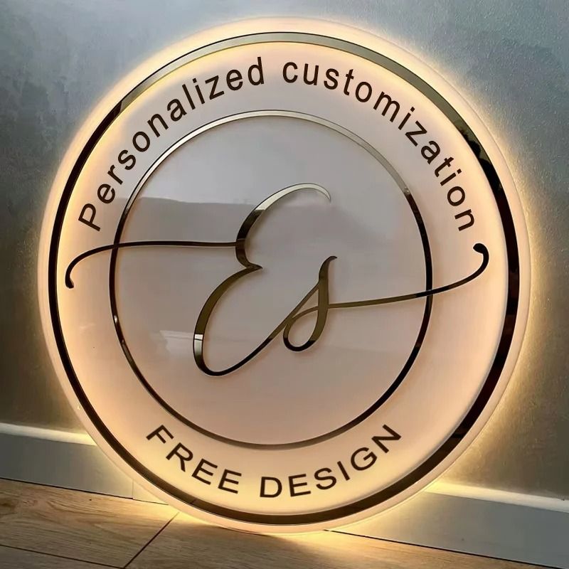 Custom Acrylic Business Logo Neon Sign | 3D Personalized LED Office & Salon Plaque