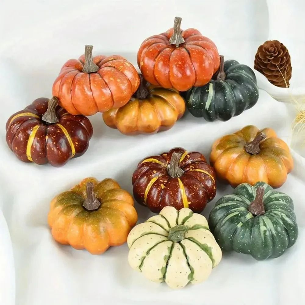 Miniature Harvest Pumpkin Set | 9pcs Realistic Holiday Decor for Thanksgiving & DIY Crafts