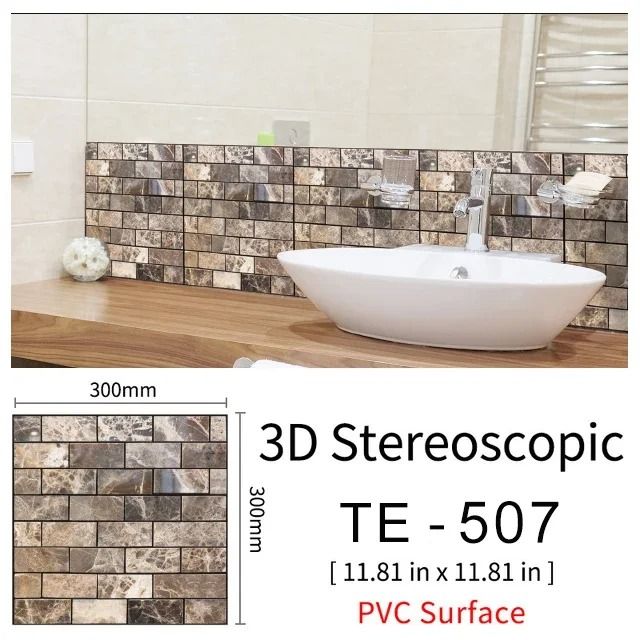 15Pcs Waterproof PVC Brick Wall Stickers | Modern Self-Adhesive Wallpaper for TV Wall, Kitchen & Kids Room