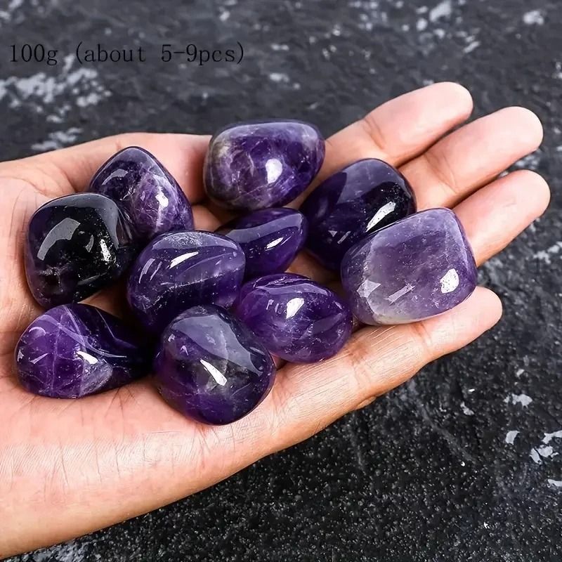 100g Natural Amethyst Tumbled Stones | Polished Purple Crystal Bulk for Reiki Healing, Zen Decor & Gemstone Craft