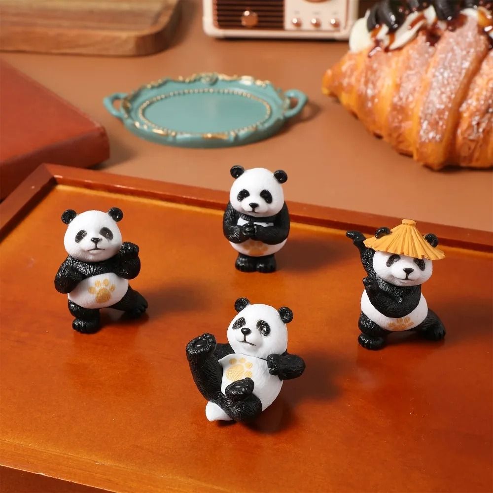 Miniature Kung Fu Panda Statue | Zen Martial Arts Animal Figurine | Fairy Garden & Bonsai Desktop Decoration