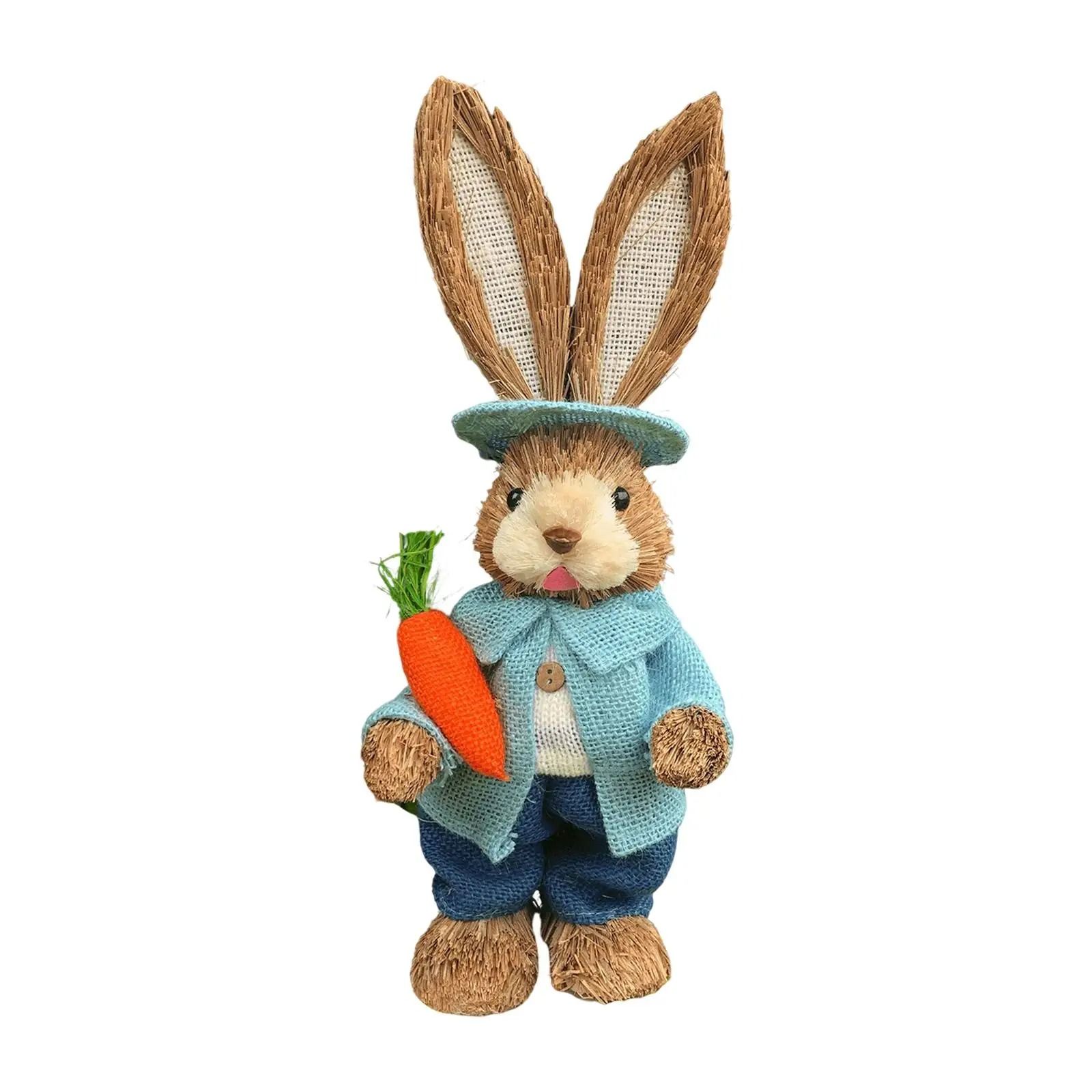35cm Artisan Straw Easter Bunny | Hand-Woven Spring Rabbit Sculpture | Rustic Garden & Wedding Celebration Ornament
