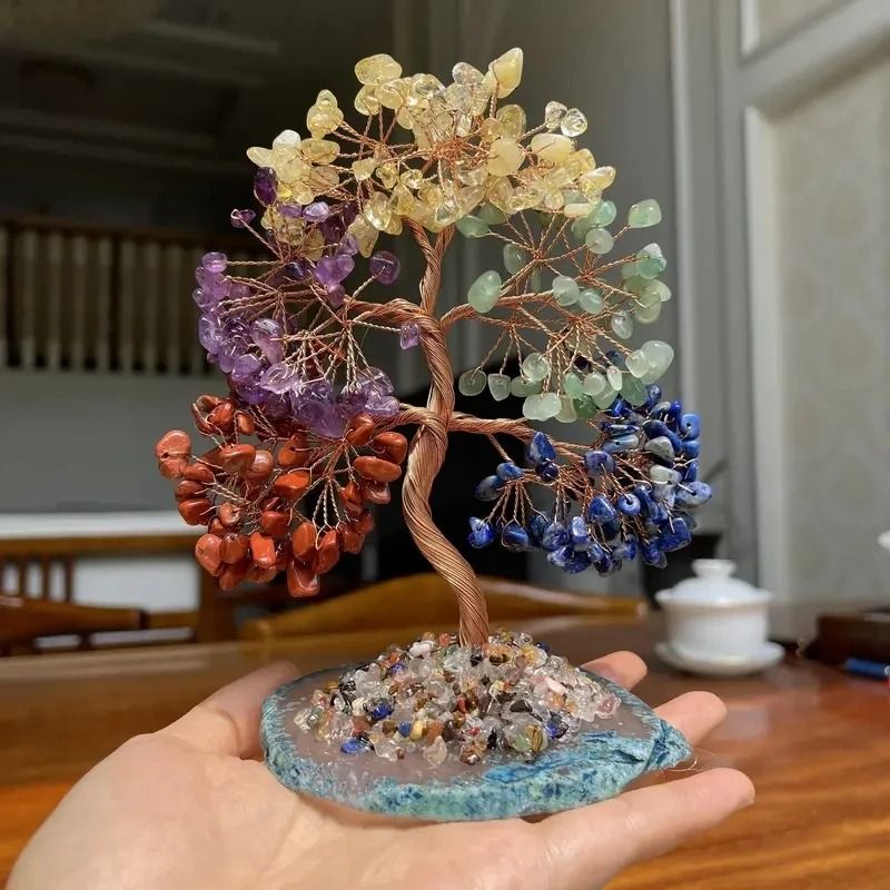 Seven Chakras Crystal Tree of Life | Positive Feng Shui Gemstone Tree | Holistic Home Sanctuary Decoration