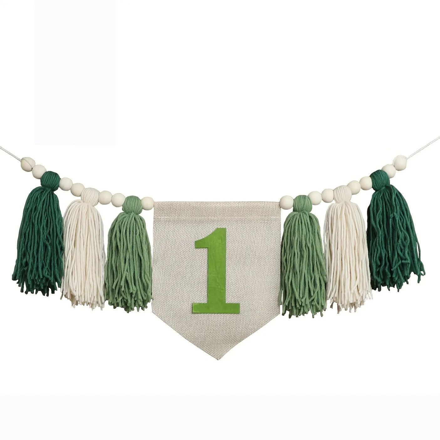 Boho 1st Birthday Botanical Banner Set | Linen Tassel Garland & Crown | Executive Nursery & Studio Decor