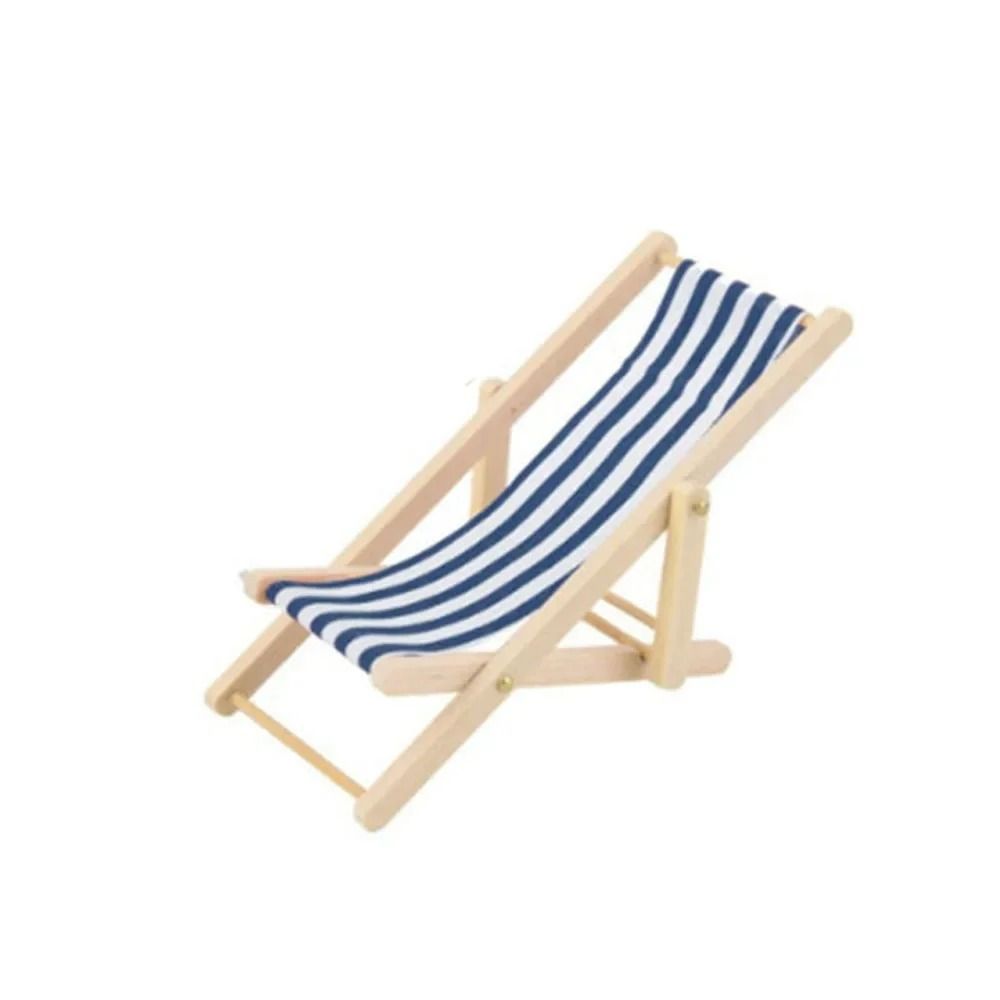 Coastal Miniature Deck Chair | 1/12 Scale Folding Dollhouse Furniture | Executive Studio & Zen Sanctuary Decor