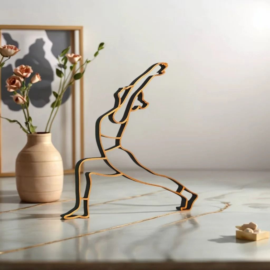 Modern Minimalist Yoga Silhouette | Artistic Zen Metal Sculpture | Executive Studio & Living Room Sanctuary Decor