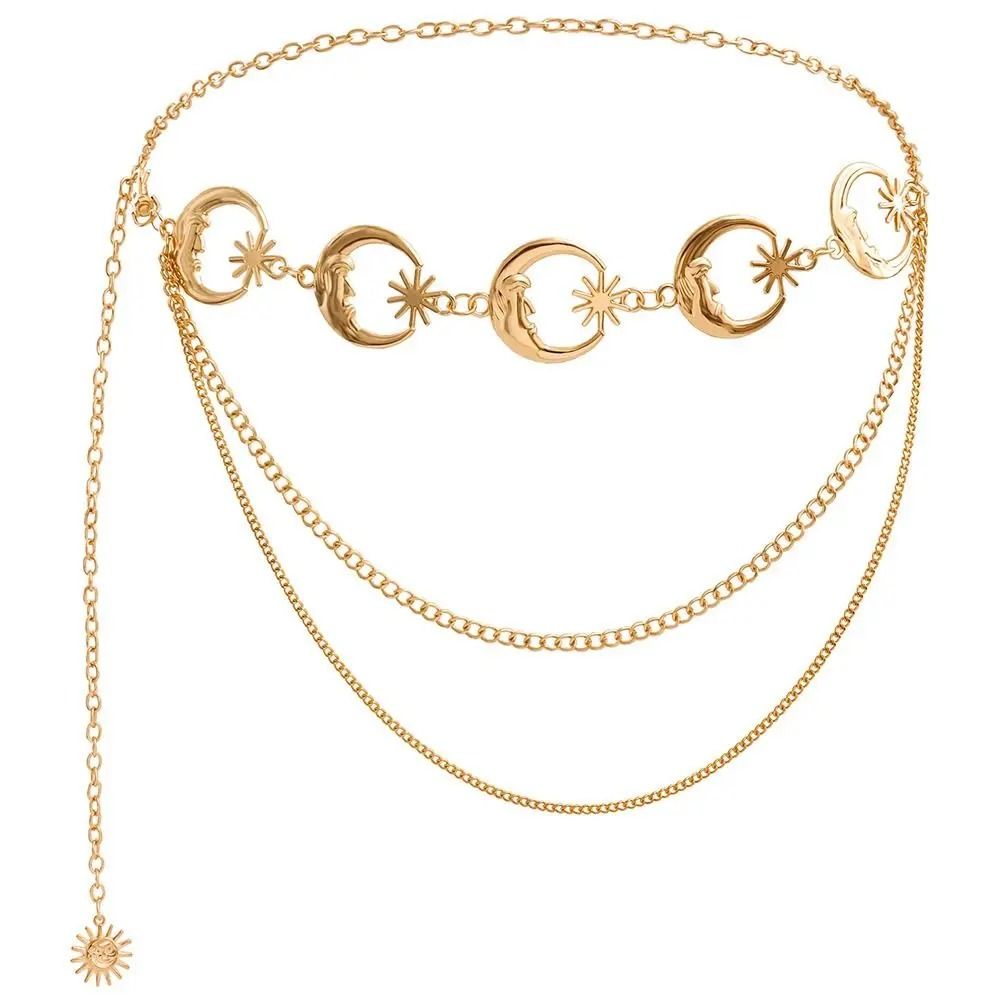Vintage Moon Lattice Gallery | High-Fidelity Layered Waist Chain & Professional Punk-Hip Hop Style