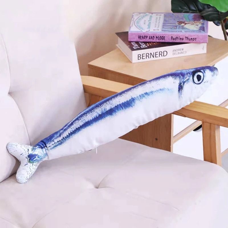 Interactive Pet Plush Simulated Fish Catnip Toy and Throw Pillow for Cats and Kittens