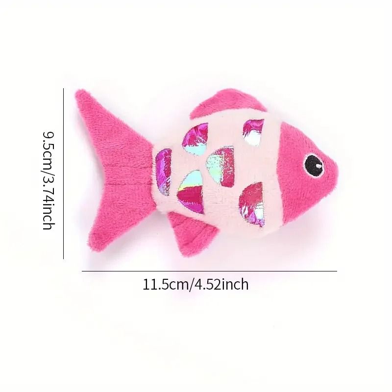Colorful Crinkle Paper Fish Plush Kicker Toy with Catnip for Kittens and Cats