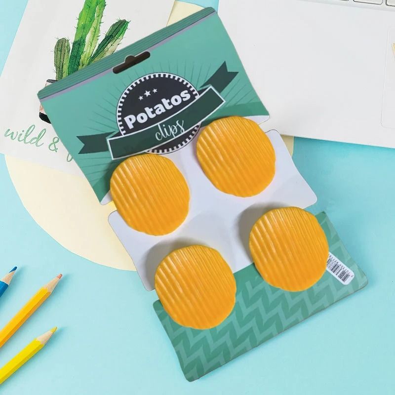 4-Piece Chip-Shaped Food Bag Clips - Fun & Durable Fresh-Keeping Sealed Clips for Snack Bags, Bills, and Documents