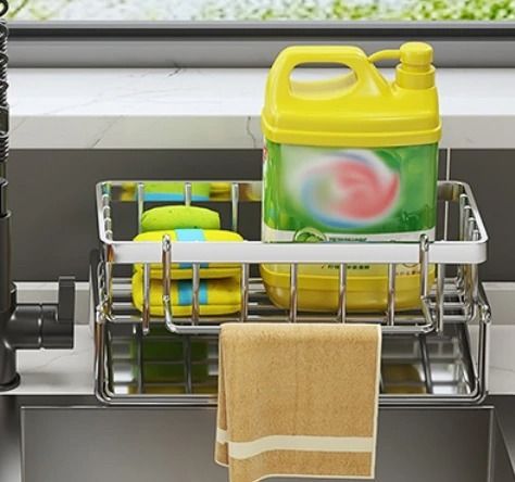 Sink Cleaning Tools Storage Rack Kitchen Multifunctional Stainless Steel Drain Rack