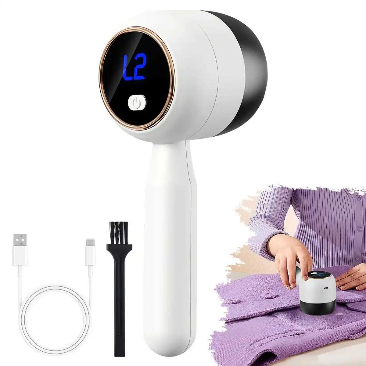 Dual-Speed High-Velocity Rechargeable Electric Fabric Shaver and Sweater Defuzzer