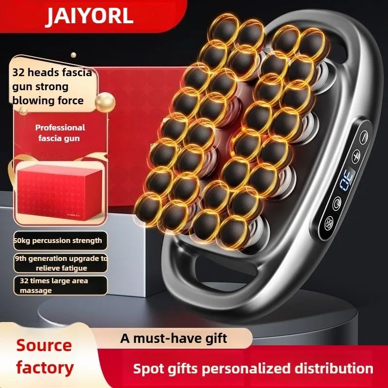 32-Head Deep Tissue Professional Percussive Massage Gun with Red Light Therapy