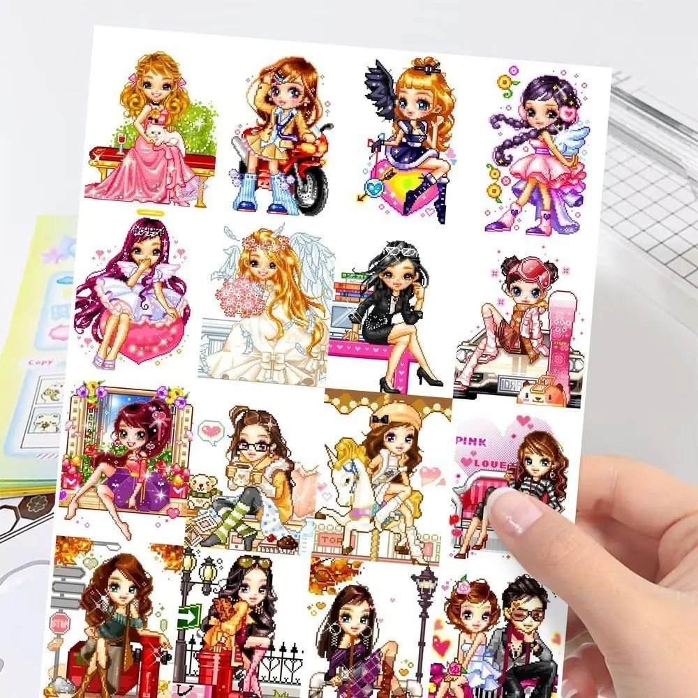 63Pcs Kawaii Korean-Style Y2K Retro Pixel Doll Avatar Die-Cut Stickers