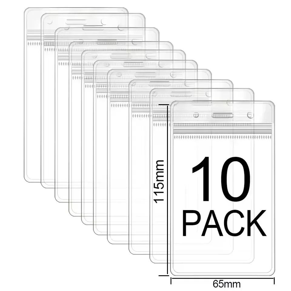Transparent Name ID Badge Holder Waterproof Vertical Business Card Protector