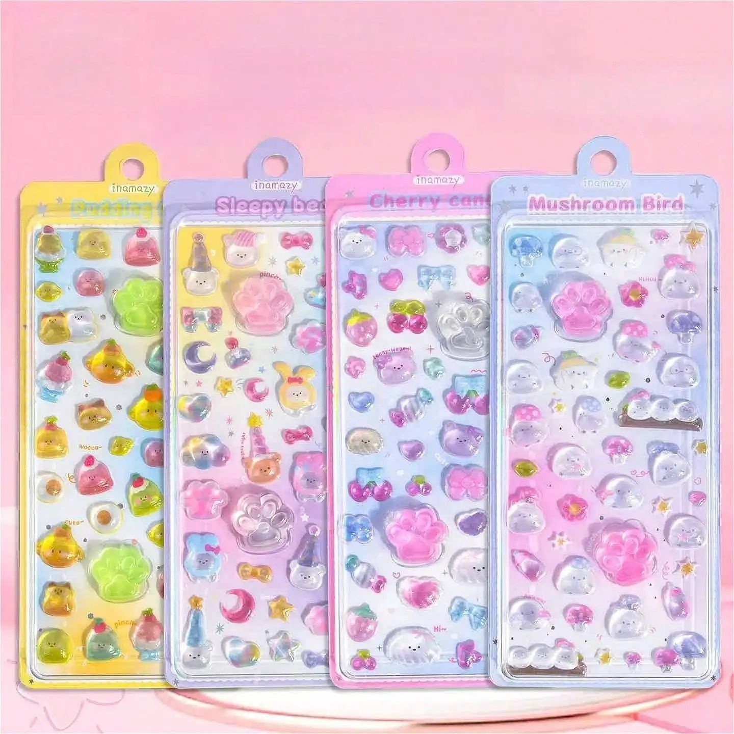 Kawaii 3D Crystal Cat Paw Squeeze Pinch Embossed Sticker & Stress Relief Decal