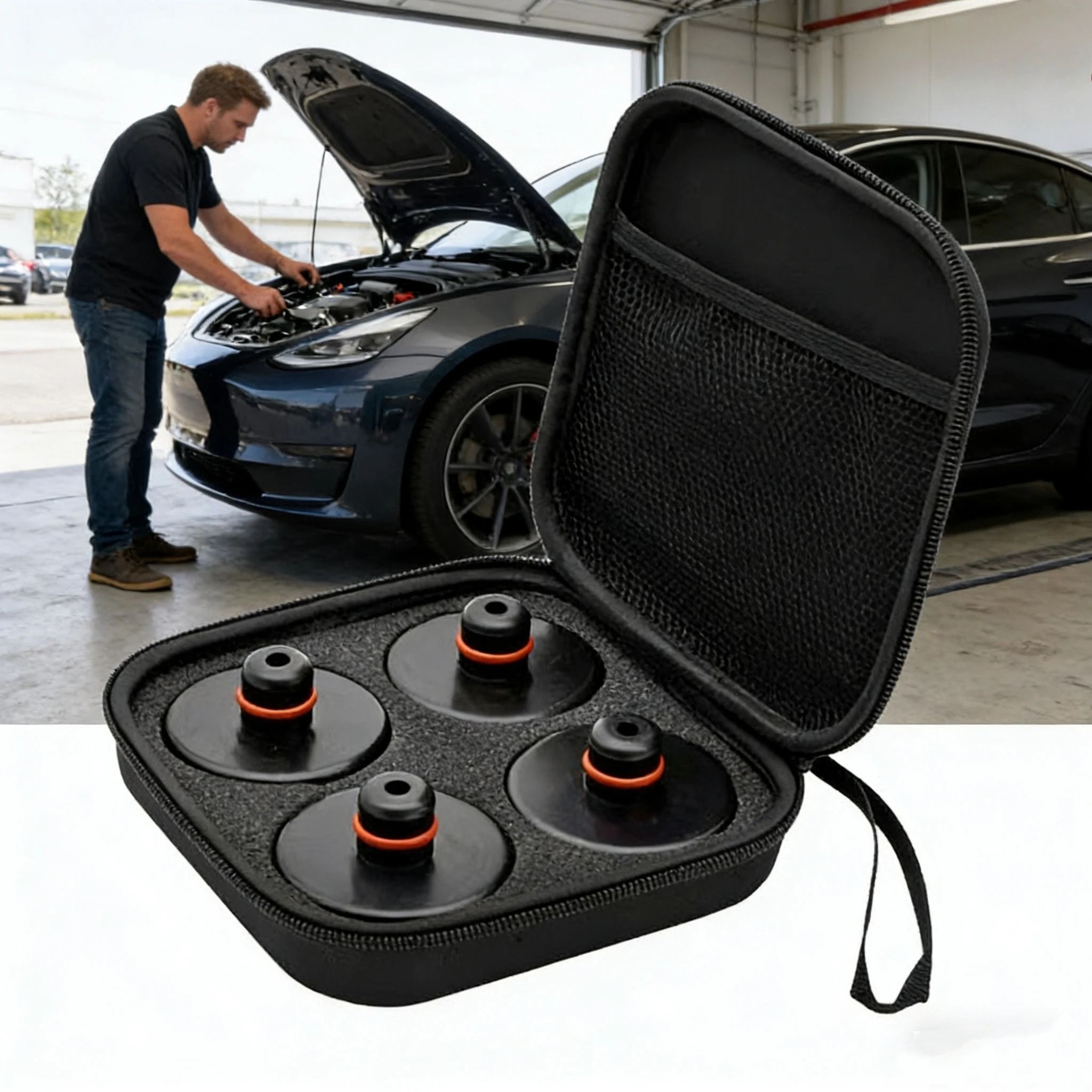 4PCS Heavy-Duty Rubber Jack Pad Lift Pucks for Tesla Models
