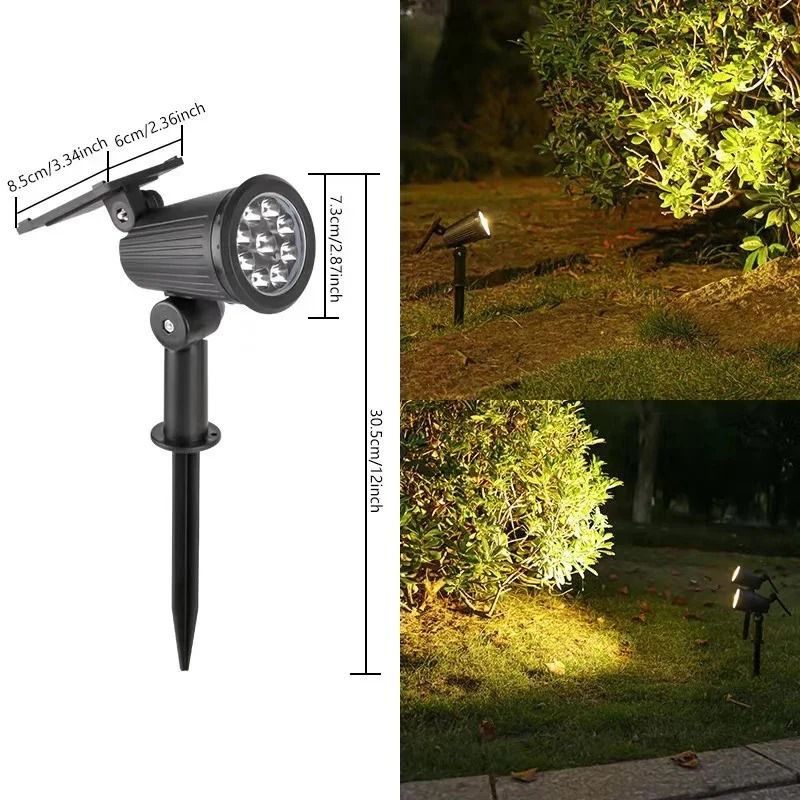 Solar Outdoor Landscape Spotlights Adjustable Wall and In-Ground LED Lights