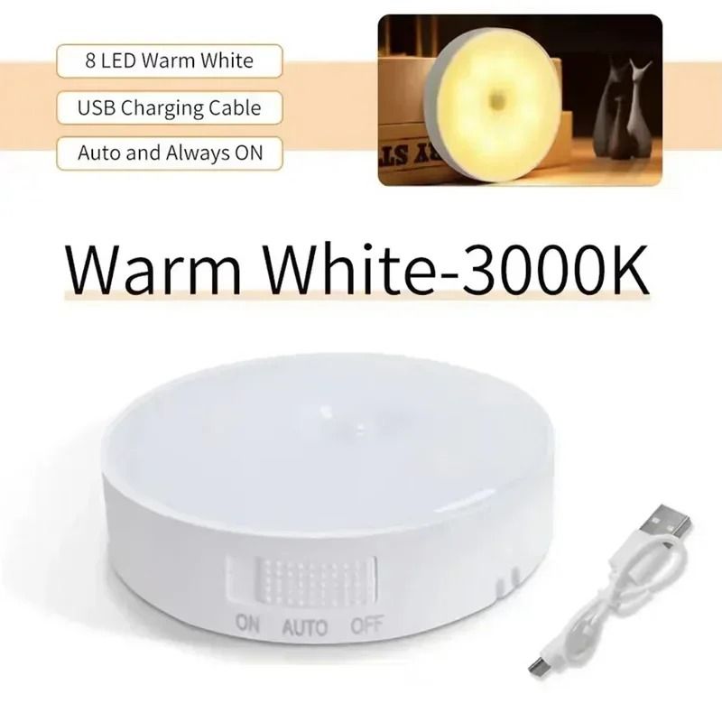 PIR Motion Sensor LED Closet Light Bar Wireless USB Rechargeable Under Cabinet Night Lamp