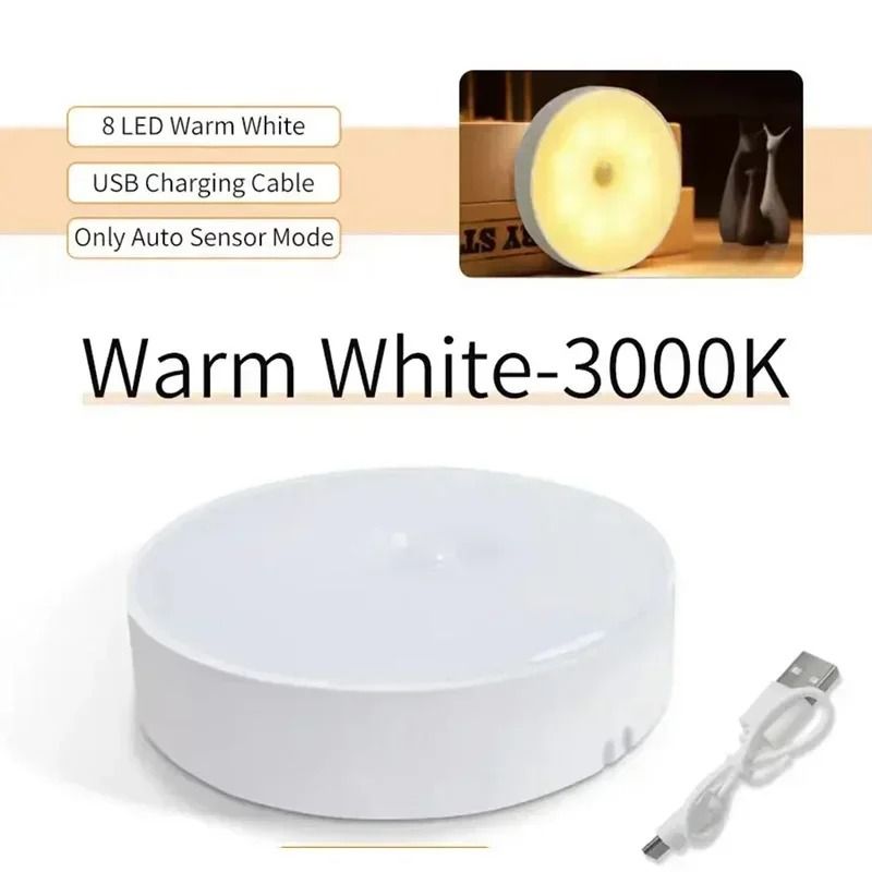 PIR Motion Sensor LED Night Light USB Rechargeable Wireless Under Cabinet Light