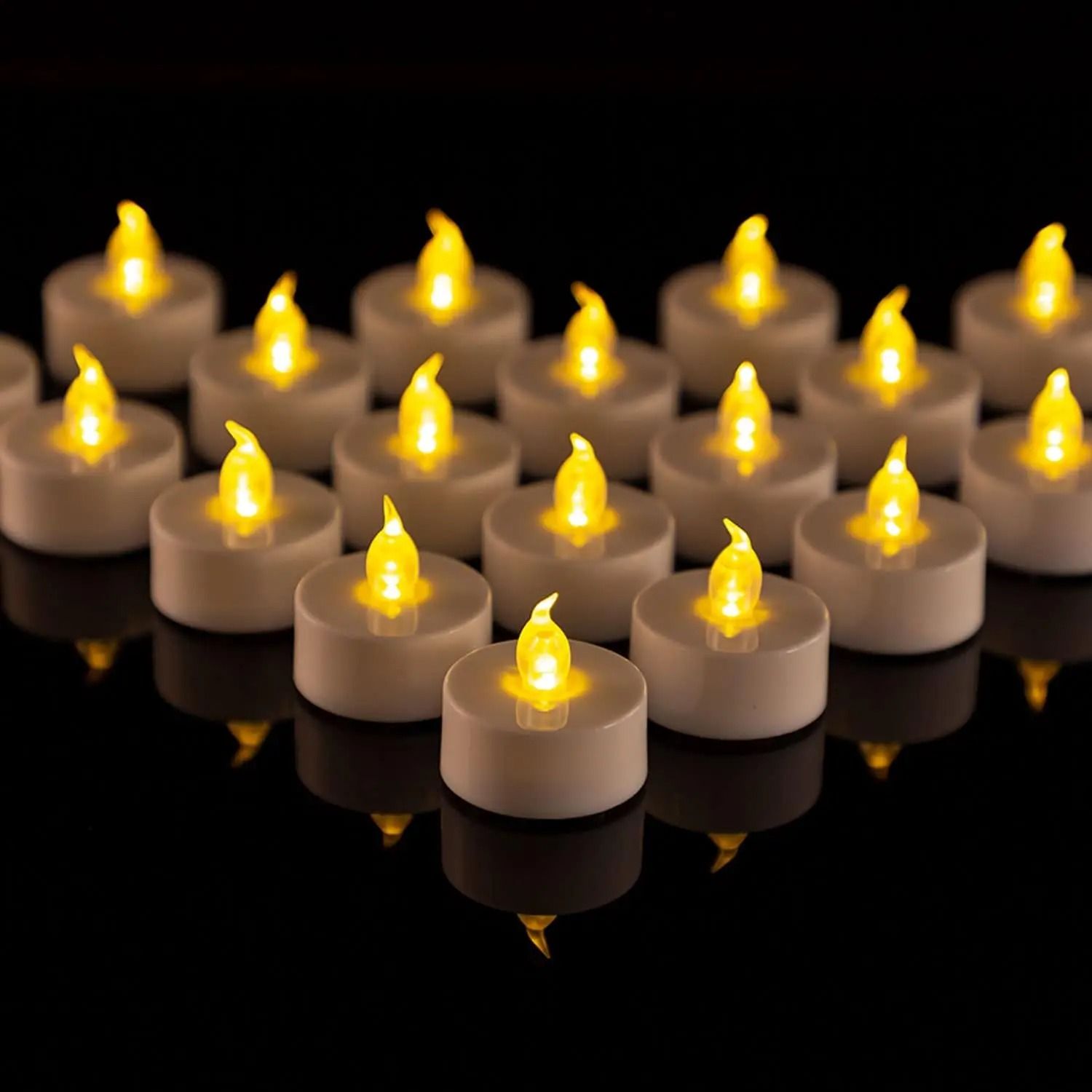 12 24 or 48 Pack Battery Operated LED Tea Light Candles Bright Naturally Flickering Ambient Lights