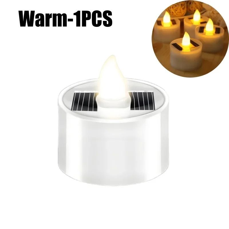 1 to 10 PCS Outdoor Solar Powered LED Tea Light Candles Realistic Flickering Lights for Patio Garden and Holiday Display